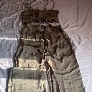 Forever 21 Olive Satin Set